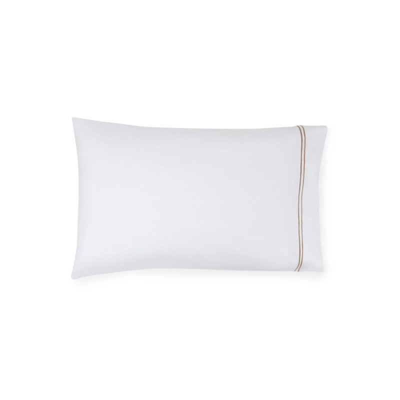 Grande Hotel Percale Pillow Case, White/Taupe, Standard