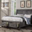 Très grand lit gris antique, rangement sous le lit, tiroirs sous le lit