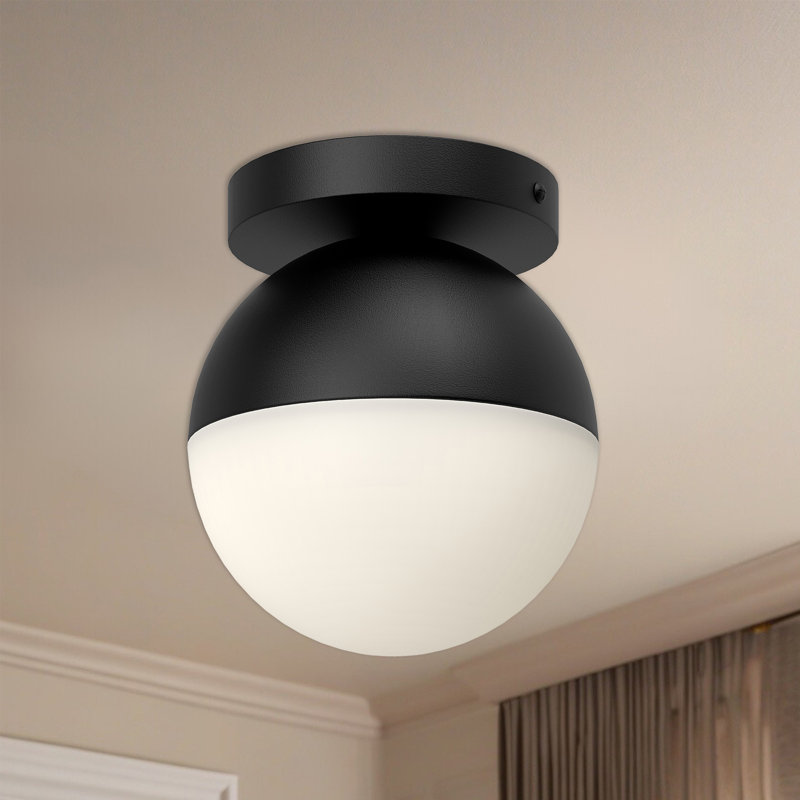 Plafonnier encastré en verre Monae, H 6,75 po x l 6 po x P 6 po, Noir
