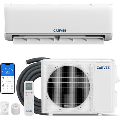12 000 BTU mini pompe à chaleur AC et à chaleur divisée, 208-230 V 18,5 SEER2, WiFi intégré et contrôle de l'application, compatible avec Alexa, refroidit / chauffe 750 pieds carrés