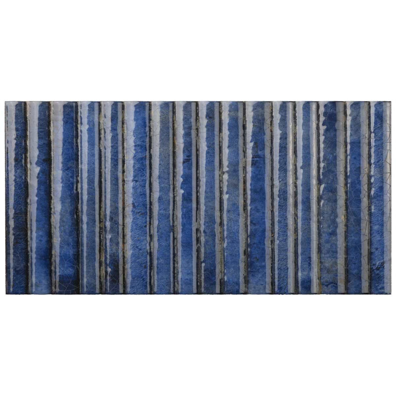 Curve Fluted 6X12 3D Glossy Ceramic Tile, Blue