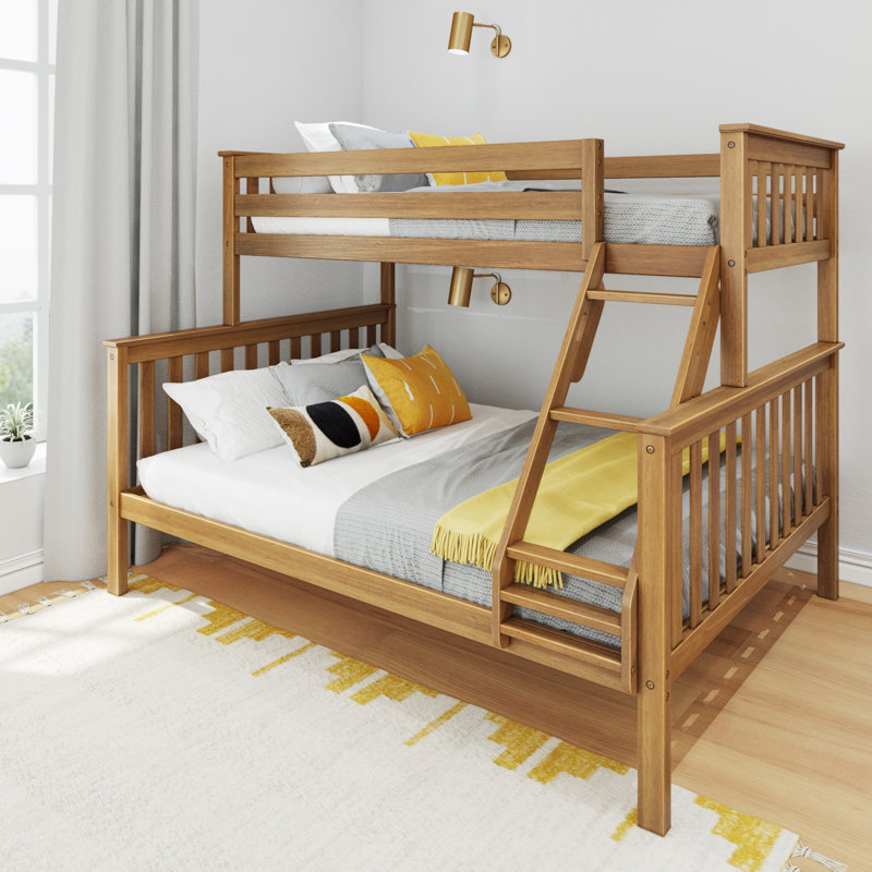 Evyan Kids Twin XL Over Queen Bunk Bed, Pecan