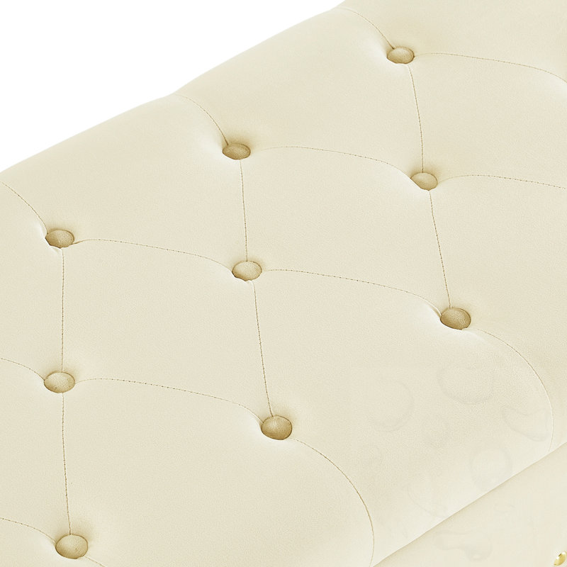 Banc de rangement capitonné, Crème, Crème