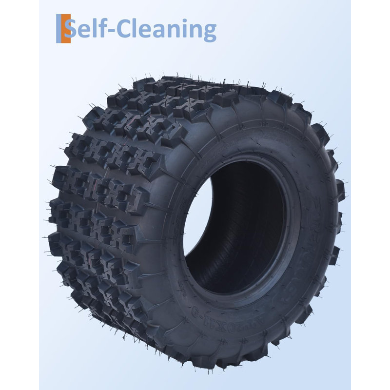 Ensemble de 2 pneus tout-terrain de VTT 20x11-9 6PR Tubeless UTV, pneus en caoutchouc robustes résistants à l'usure et à la traction pour le sentier de sable boue