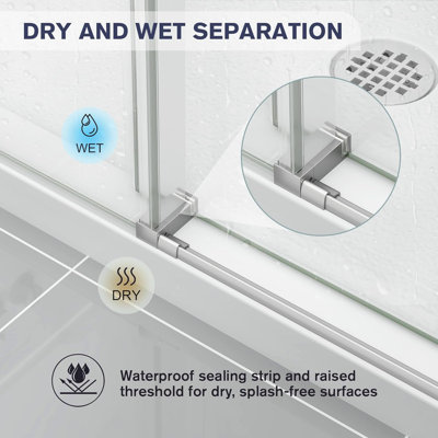 43"-48" W x 76" H Single Sliding Frameless Shower Door in Brushed Nickel with 1/4" (6mm) Clear Tempered Glass