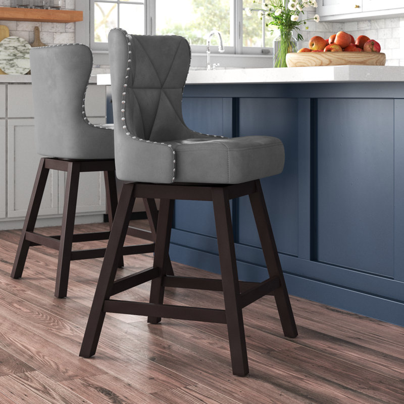 Tabouret de comptoir pivotant 26 po Arabele, Gris foncé, 2, Marron foncé