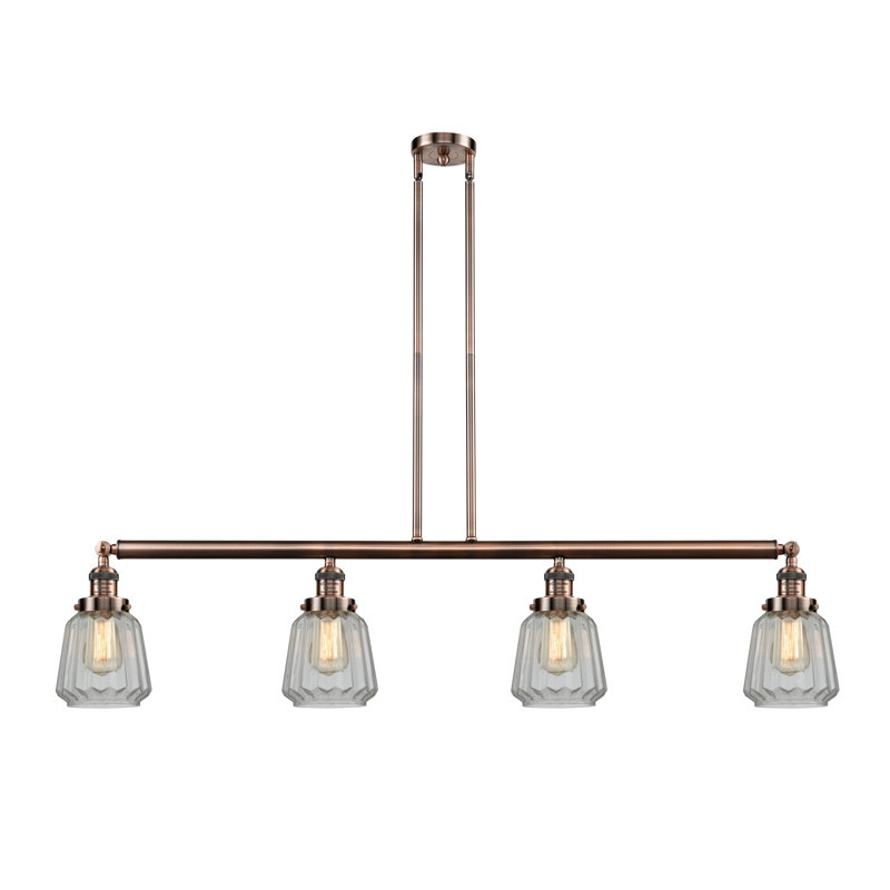 Luminaire suspendu pour îlot de cuisine 4 lumières Lemmons, Transparent, Chrome poli