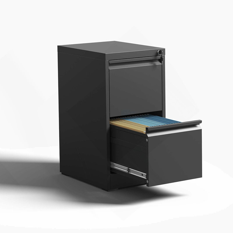2 Drawer Metal Vertical File Cabinet With Lock For Office And Home, Suitable For A4 Legal/Letter Size Documents Storage