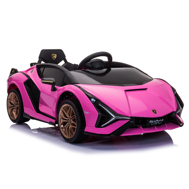 Licensed Lamborghini SIAN Kids Electric Ride On Car by TOBBI, Toddler 12V Battery Powered 4 Wheeler Driving Vehicle Toy with Remote Control/Safety Belt/Horn & LED Lights for Children Age 1-6-Pink
