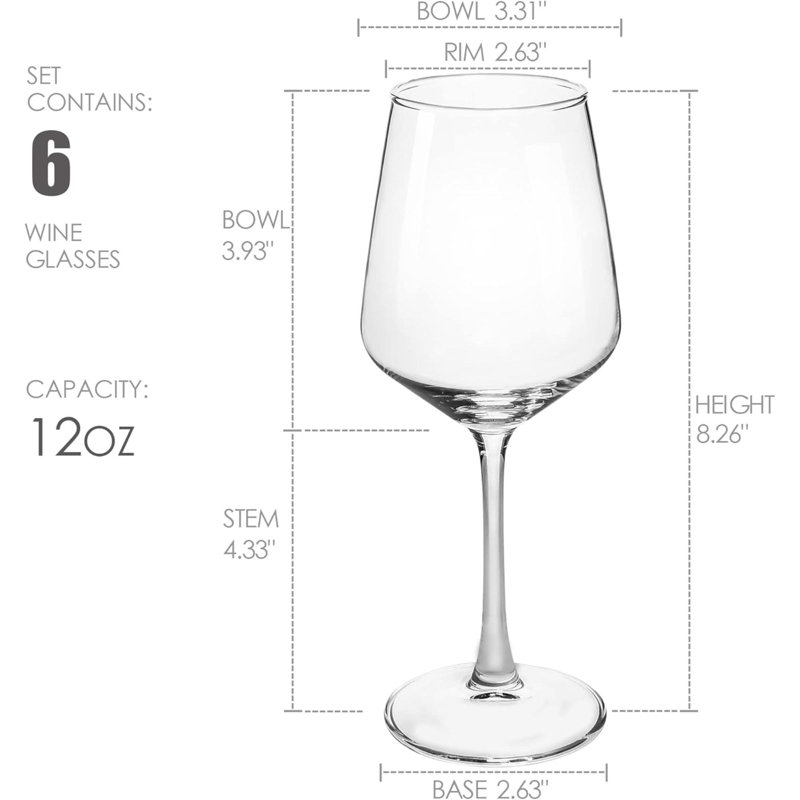 Ensemble de 6 verres à vin rouge et blanc durable de 6 onces pour le mariage, la fête et le lave-vaisselle