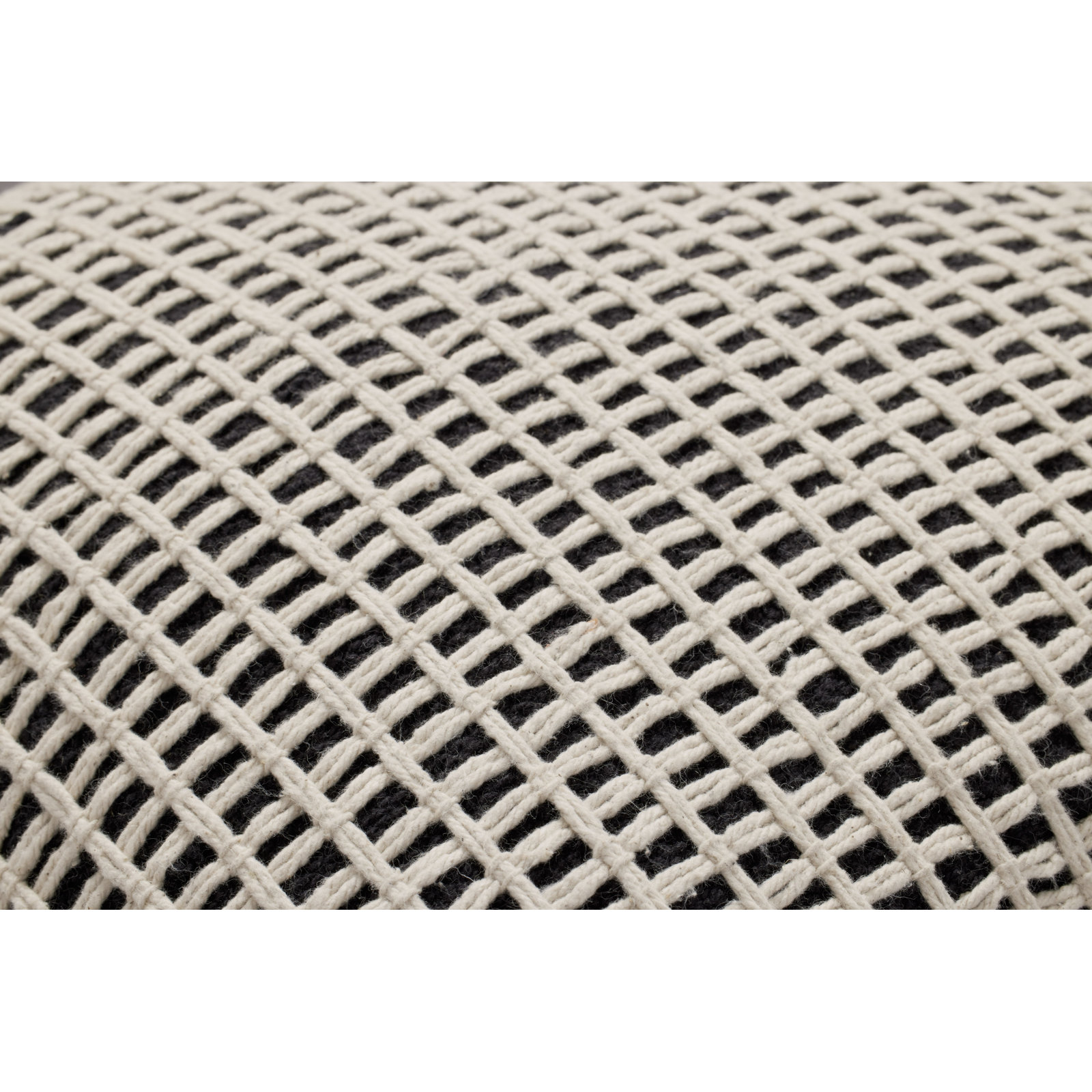 Strasbourg Plaid Cotton Throw Pillow, Black/Ivory, Down