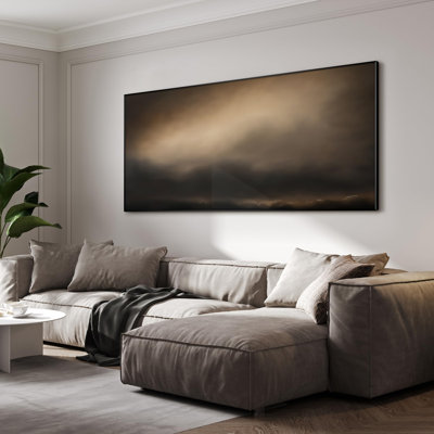 Extra Large Framed Wall Art Golden Sunset Cloud, Moody Sky Scene for Home Living Room Bedroom Decor (Frame Assembly Required)