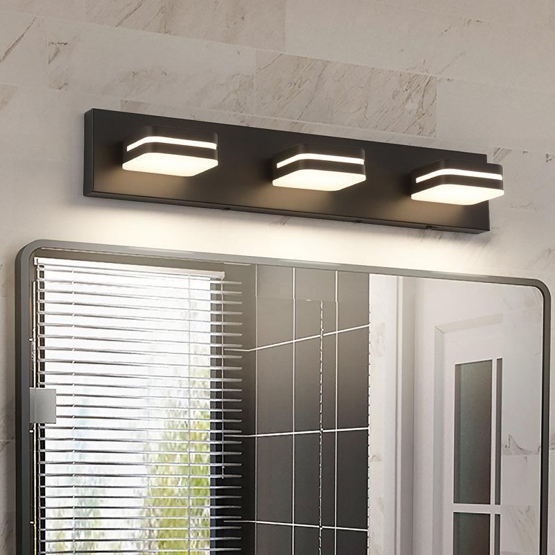 24 in. 3-Light Modern Black Dimmable LED  Bathroom Vanity Light 5CCT with Adjustable Head, 3 Lights, 23.62" Width