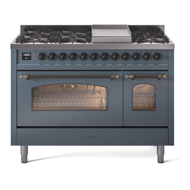 ILVE Nostalgie II 48 Dual Fuel Range , Blue/Gray/Bronze, Natural Gas
