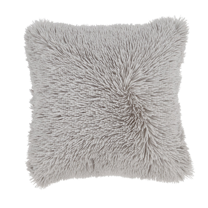 Cuddly Deep Pile Faux Fur Cushion Cover, Silver