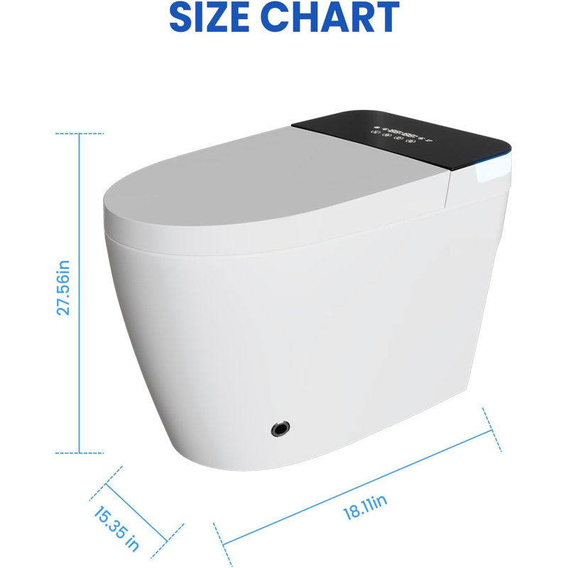 Smart Toilet Bidet with Auto Open/Close Lid, Heated Seat, 1000g MaP Flush & Foam Dispenser, ADA Comfort Height, Blackout Flush, One-Piece Elongated Design for Modern Bathroom