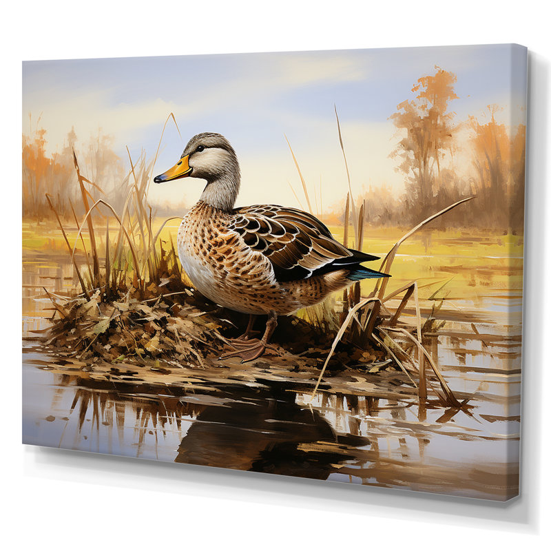«Waddling Duck In The Countryside III», art mural canard, Toile tendue, H 16 po x l 32 po x P 1 po