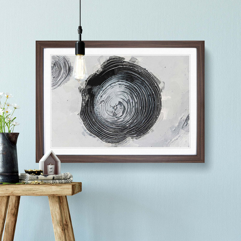 Circle over in Abstracto - Picture Frame Graphic Art Print, 48cm H x 65cm W x 2cm D, Walnut Framed