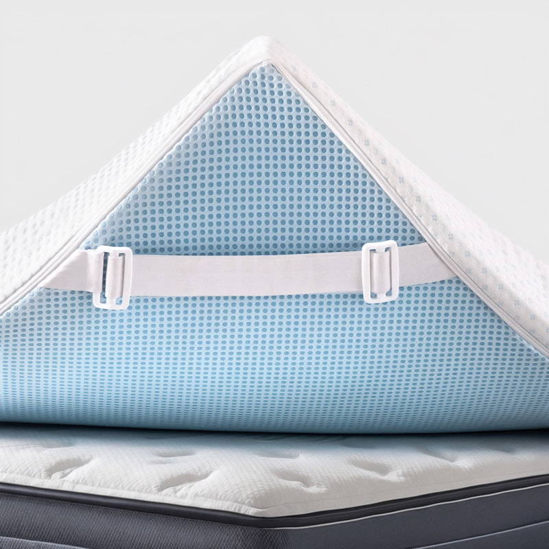 Gel-Infused Memory Foam Mattress Topper with Removable Bamboo Cover, Queen, 2"
