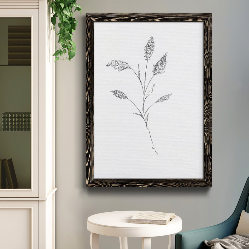 Floral S Croquis II - reproduction de cadre photo sur papier, Papier noir, H 37,5 po x l 27,5 po x P 1,5 po