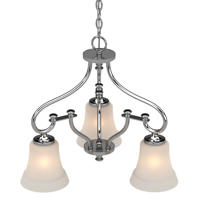 Amarvir 3-Light Indoor Chrome Classic/Traditional Chandelier with Frosted Bell Glass Shades