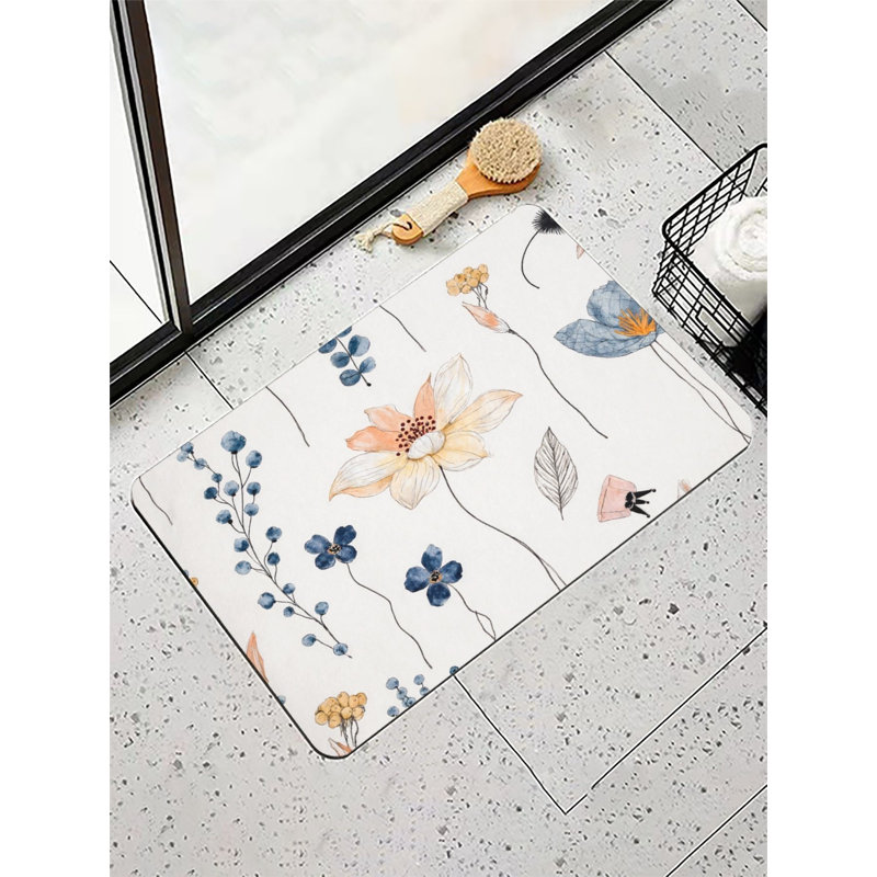 Tapis de bain aquarelle doux pour salle de bain - 16 x 24