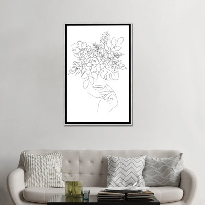 " Line Art Woman And Plants "