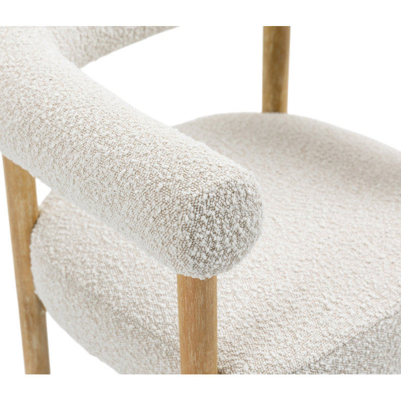 Fauteuil, Tissu crème bouclé, Naturel