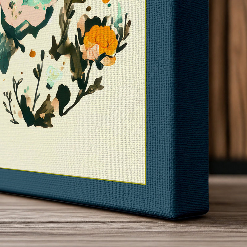 Butterfly In Bloom Botanical - Print, 24x16 - 61.0 x 40.6 cm, Teal Border
