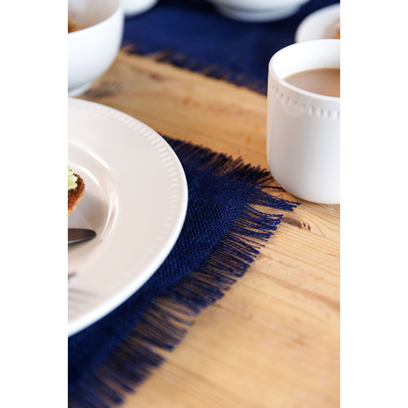 Mikasa Rectangle Jute Placemats, Set of 2, Navy, 45 x 35cm