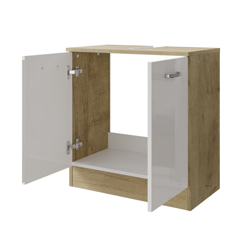 Washbasin Base Cabinet, Riviera Oak;Nb;White