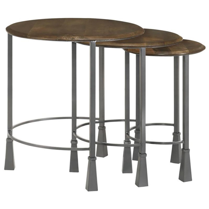 Ensemble de tables gigognes 3 pièces Erickah, Brun, Métal métal