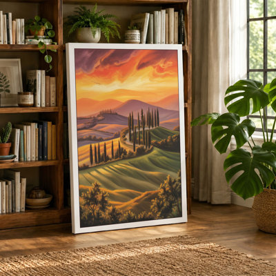 Tuscan Sunset Rustic - Wrapped Canvas