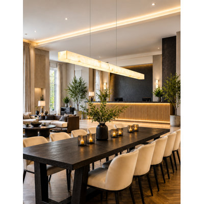 LumenAria - Medley 48" LED Linear Pendant - Faux Alabaster Shade