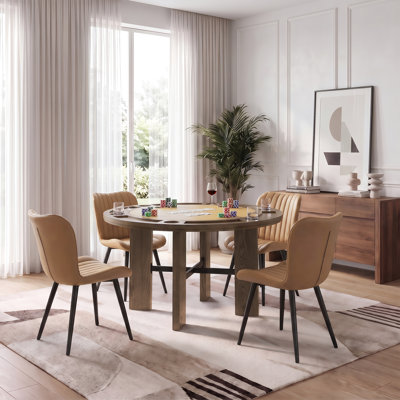 Table ronde convertible de 122 cm (48 po) pour poker et repas, table de jeu 2 en 1 pour 6 joueurs, structure en bois avec porte-gobelets intégrés, plateau double face pour souper et soirée jeux de cartes