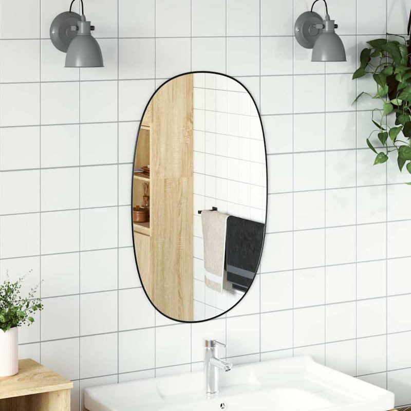 Oval Mirror, Black, 70 cm H x 45 cm W