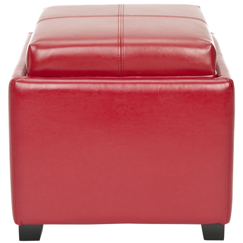 Motto Leather Ottoman, Red Faux leather