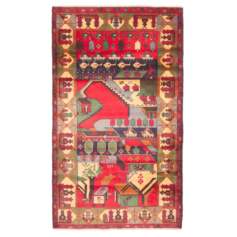 Tapis rouge Teimani 3 pi 7 po x 6 pi 3 po