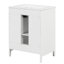 Meuble-lavabo de 24 po avec lavabo en céramique lisse, deux tiroirs, porte d'armoire, tablette réglable, bois d'hévéa massif, verre, blanc, autoportant, finition peinte à poser, forme rectangulaire, simple