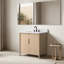 Meuble-lavabo sur pied 36 po avec plateau en pierre Milano Mist, tablette électrique dissimulée et support pour sèche-cheveux-125008412-125008409