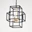 Suspension industrielle à 4 lanternes - noir mat et or, luminaire suspendu à hauteur réglable pour le salon, plafond en métal doré de bureau, couloir de style rétro, vestibule, bureau, conférence-1726020016