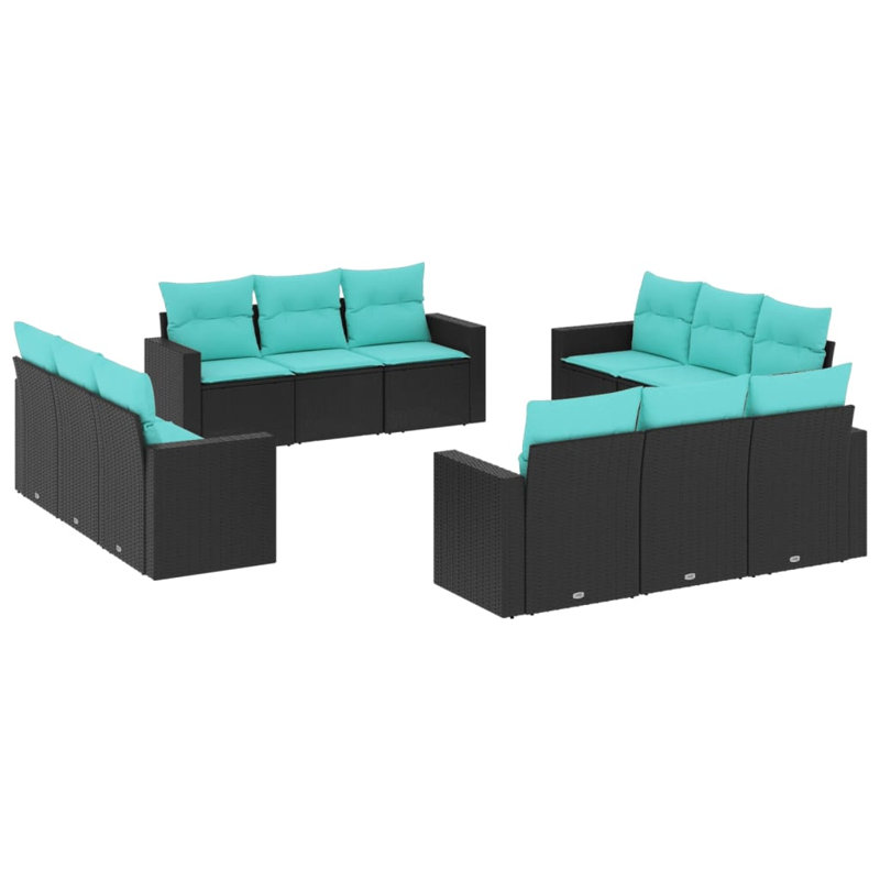 Ensemble de canapé de patio 13 pièces avec coussins en rotin de polyester gris