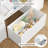 Kirklyn 55.3"W Bookcase With 6 Removable Bins And 1 Large Drawer, Wood White Storage Kids Bookcase