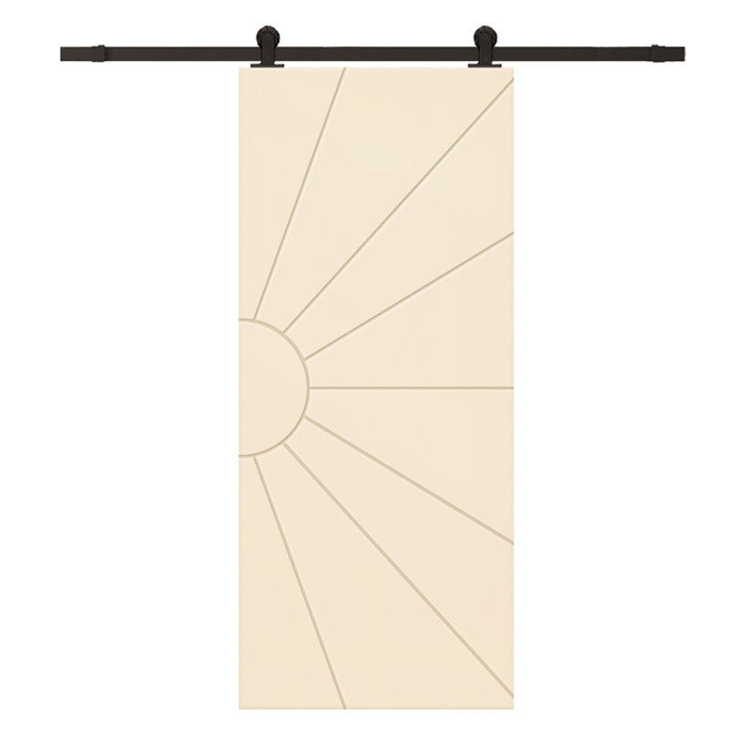 Porte de grange à panneaux et en bois manufacturé avec quincaillerie d'installation, 24 po x 84 po, Beige