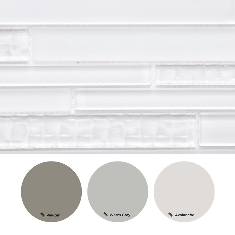 Karma Straight Edge Glass Mosaic Sheet Tile, White