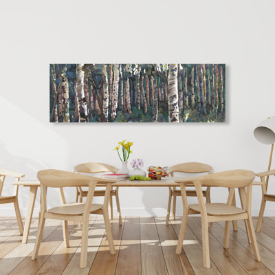Bouleaux - Toile verte pour décoration intérieure Seasons | Art mural
