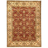Hand Knotted Wool Oriental Area Rug in Red And Cream