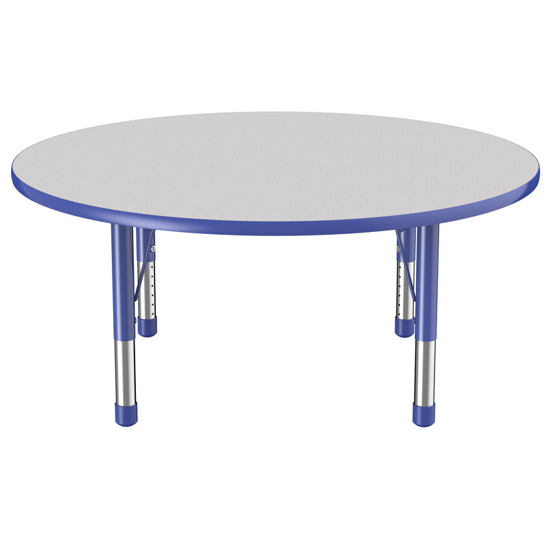 Table ronde à hauteur réglable, Épais, Gris / bleu, 48"