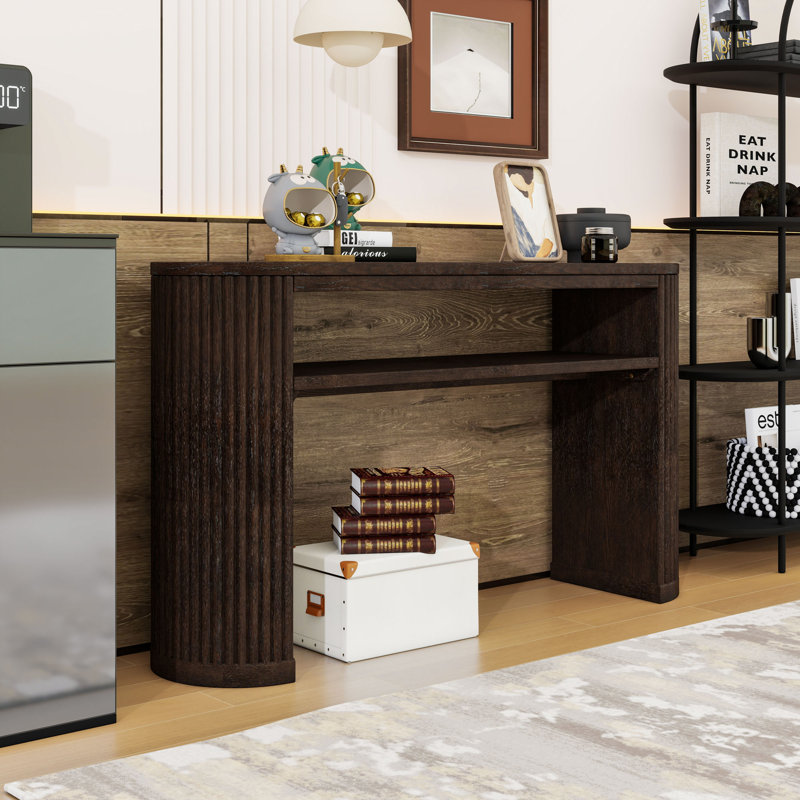 Farmhouse Console Table with Open Shelf, Espresso