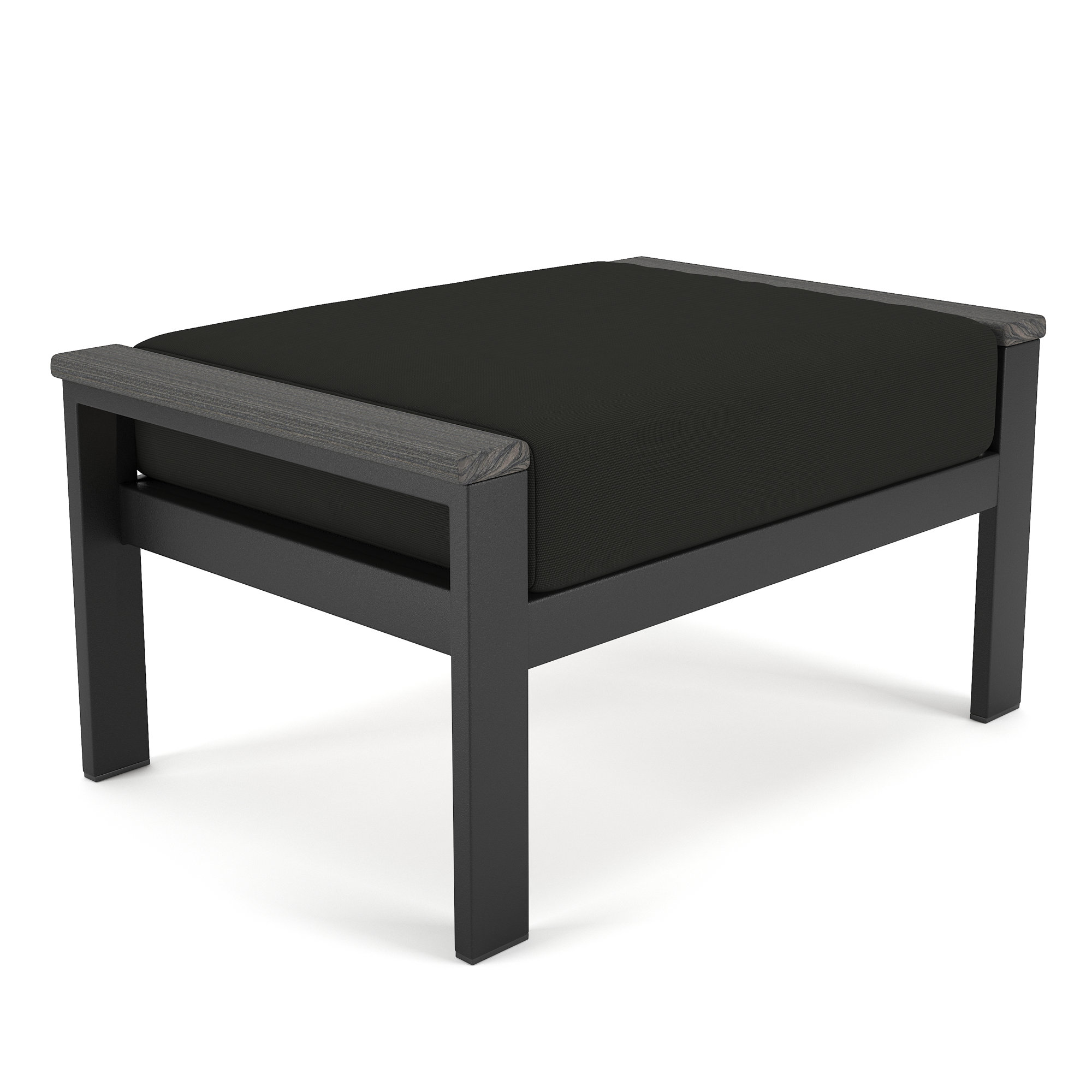 Townsend Outdoor Ottoman with Sunbrella Cushions, Canvas Black Sunbrella® Canvas